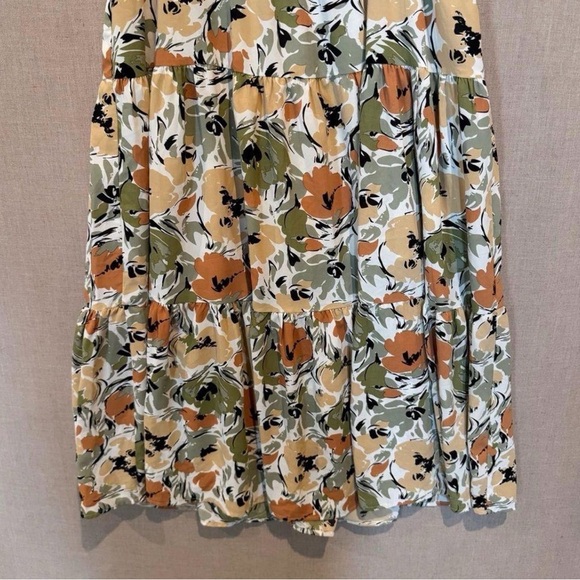 ASTR Floral Puff Sleeve Midi Dress | Pockets | Square Neck | M - Picture 6 of 9